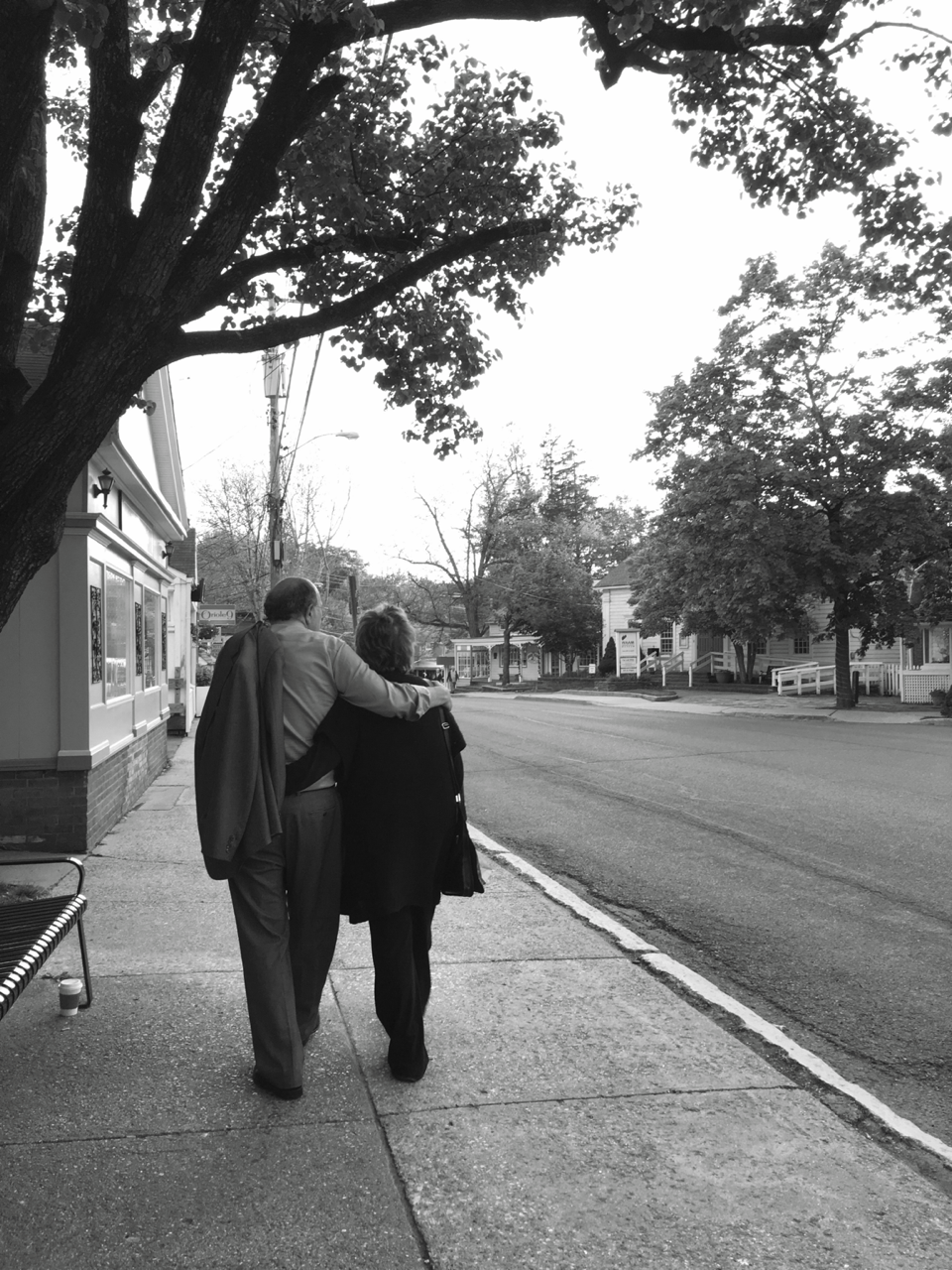 Two people walking together